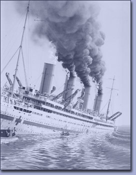 Die Britannic sinkt, nachdem sie auf eine Mine aufgelaufen ist, 1916 Die Britannic sinkt, nachdem sie auf eine Mine aufgelaufen ist, 1916